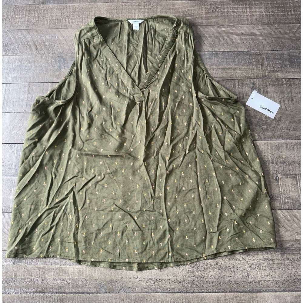 NWT Sonoma Women's Army‎ Green Rayon Tank size xxl